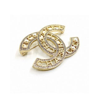 CHANEL Signature Script CC Frame Brooch