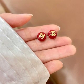 Chanel Vintage Round Enamel Signature Earrings