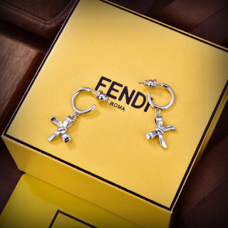 FENDI Ribbon FF Hoop Earrings