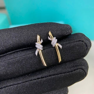 Tiffany Two-Tone Mini Twisted Rope Stud Earrings with Diamonds