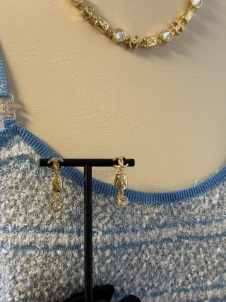 CHANEL Golden Cascade CC Drop Stud Earrings