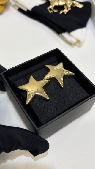 CHANEL Stellaire Gold Star Stud Earrings