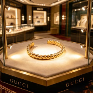 Gucci Interlocking G Twisted Chain Cuff Bracelet