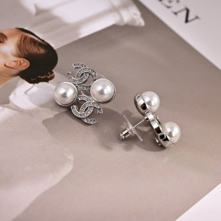 CHANEL Pearl Embrace CC Stud Earrings