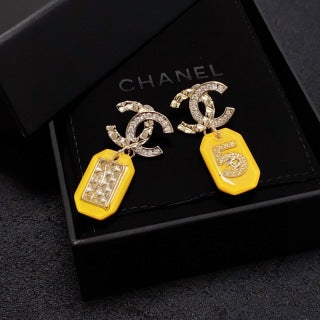 CHANEL Charm Tag CC Drop Earrings