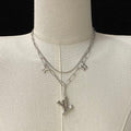 Louis Vuitton Layered Letter Charm Chain Necklace