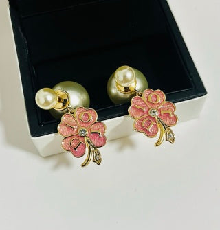 Dior Jardin Rose Pearl Stud Earrings